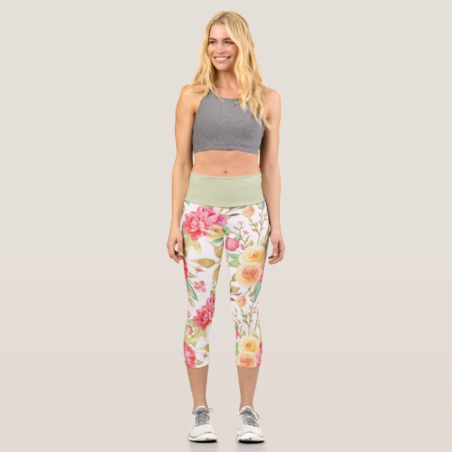 Blume Muster Capri Leggings (Vorderseite)