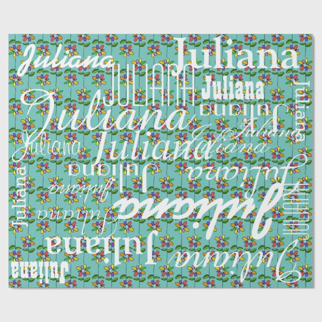 Blume . Muster der Namen personalisiert Geschenkpapier (Flach)