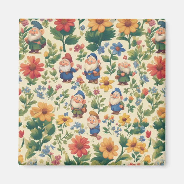 Blume Muster-Design Magnet (Vorne)