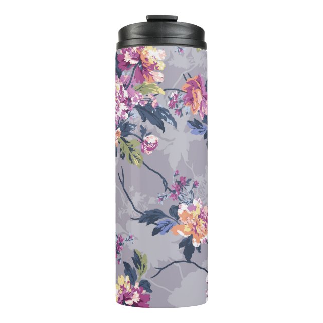 Blume Muster Design Textil Illustration Kunst, Bas Thermosbecher (Vorderseite)