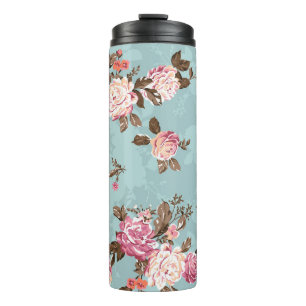 Blume Muster Design Textil Illustration, Rückseite Thermosbecher