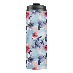 Blume Muster Design Textil Illustration, Rückseite Thermosbecher
