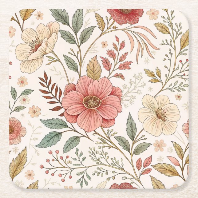 Blume Muster Farbe Pastellfarbe Rechteckiger Pappuntersetzer (Vorderseite)