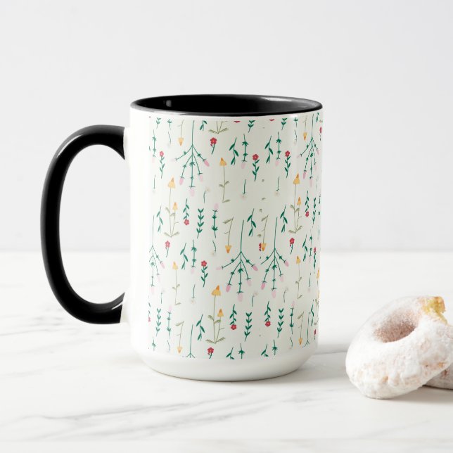 Blume Muster Federflur Combo Tasse (Mit Donut)