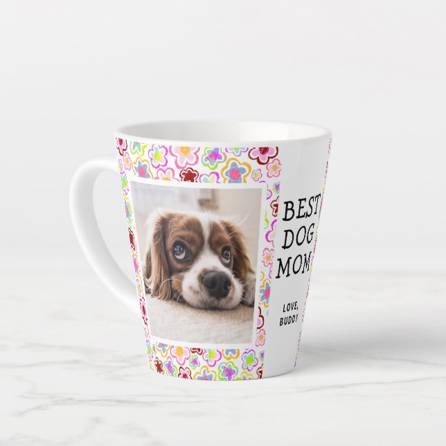 Blume-Muster-Foto der besten Hunde-Mama Milchtasse (Linke Ecke)