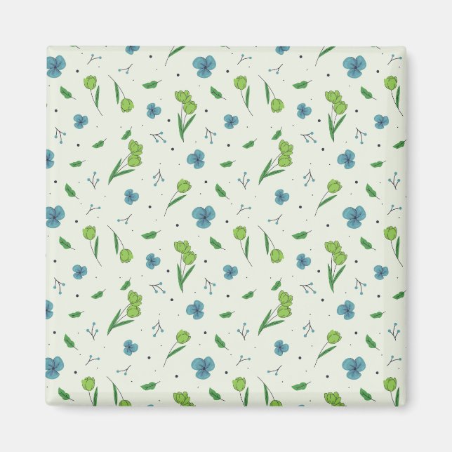 Blume Muster Frühjahrsplatz Magnet (Vorne)