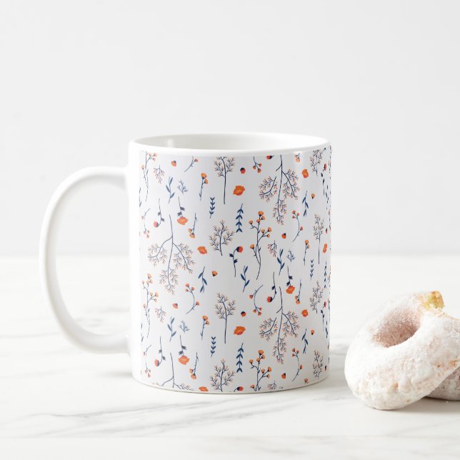 Blume Muster Frühling florale Klassik Kaffeetasse (Mit Donut)