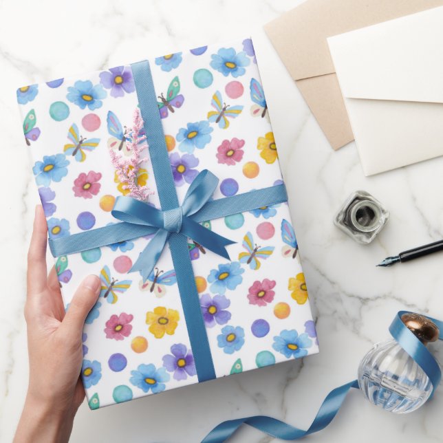 Blume-Muster für Aquarellkinder Geschenkpapier (Schenken)