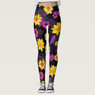 Blume Muster für mehrfarbige Petalen Leggings