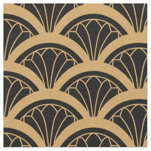 Blume-Muster für Schwarz und Gold Stoff