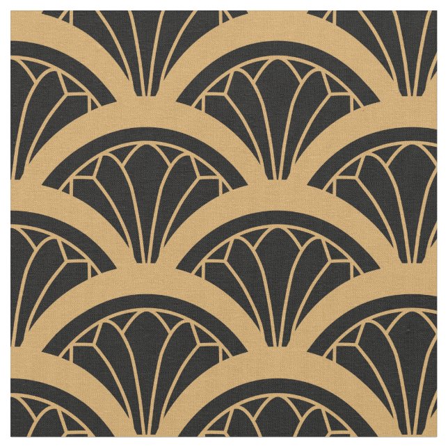 Blume-Muster für Schwarz und Gold Stoff (Nahaufnahme)