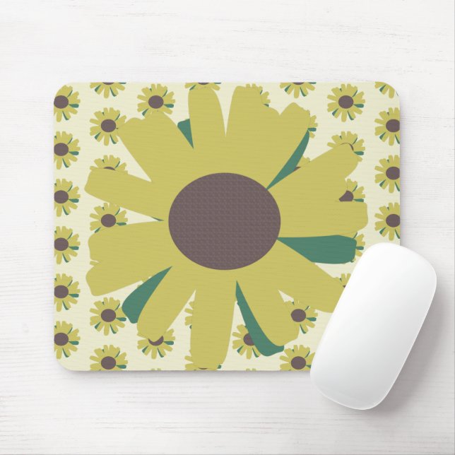 Blume-Muster Gelb Mousepad (Mit Mouse)