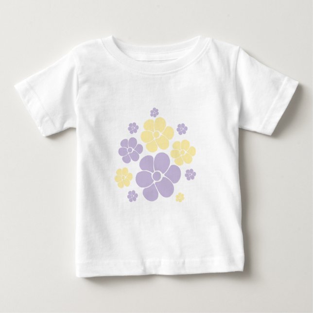 Blume Muster - gelb und Lila Baby T-shirt (Vorderseite)