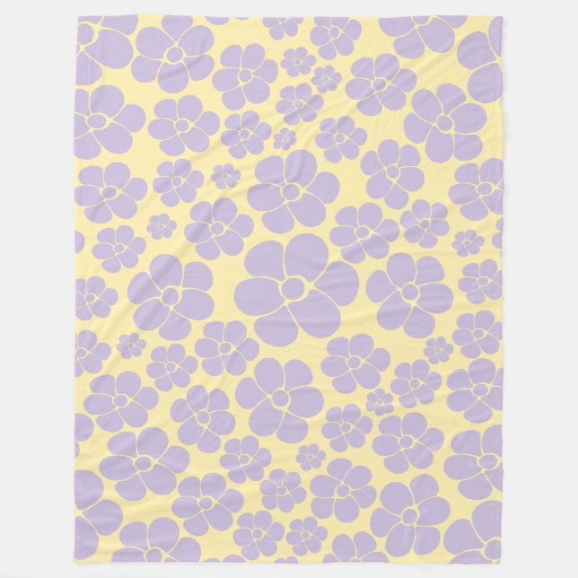 Blume Muster - gelb und Lila Fleecedecke (Vorderseite)