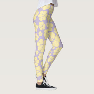 Blume Muster - gelb und Lila Leggings