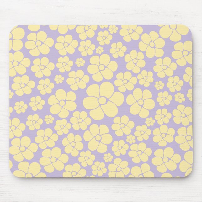 Blume Muster - gelb und Lila Mousepad (Vorne)