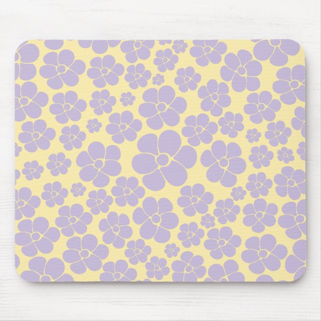 Blume Muster - gelb und Lila Mousepad (Vorne)