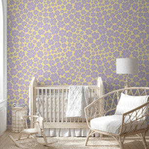 Blume Muster - gelb und Lila Tapete