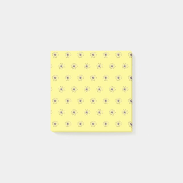Blume Muster Gelbe Post-it-Hinweise Post-it Klebezettel (Vorderseite)