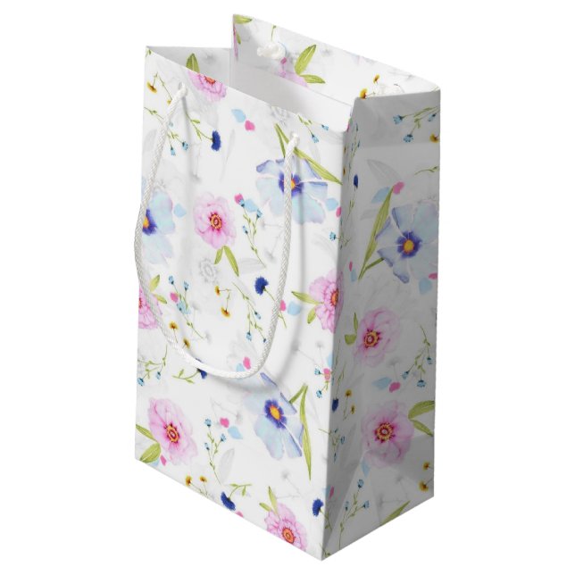 Blume Muster-Geschenktasche Kleine Geschenktüte (Rückseite Schrägansicht)