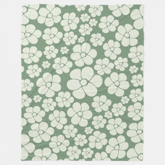 Blume Muster - Grün Fleecedecke (Vorderseite)