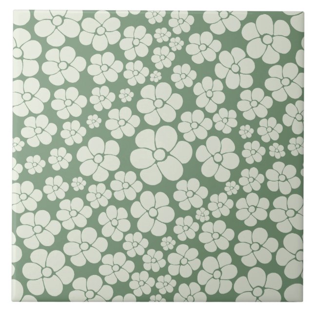 Blume Muster - Grün Fliese (Vorderseite)