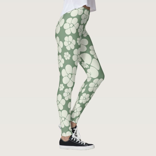 Blume Muster - Grün Leggings (Rechts)