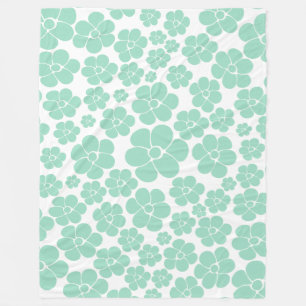 Blume Muster - Grün (Minze) Fleecedecke