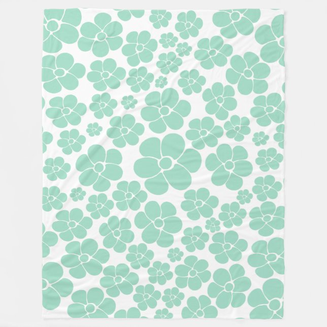 Blume Muster - Grün (Minze) Fleecedecke (Vorderseite)