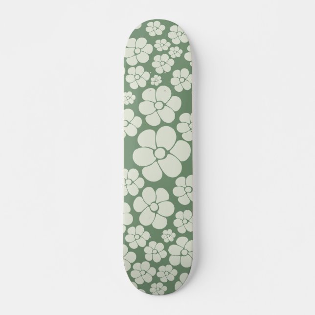 Blume Muster - Grün Skateboard (Vorne)