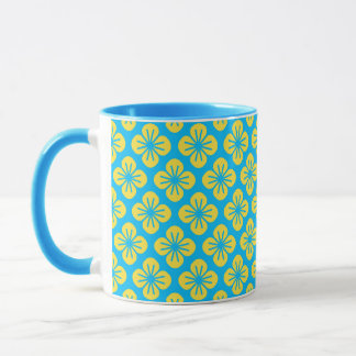 Blume Muster in Gelb und Türkis Tasse