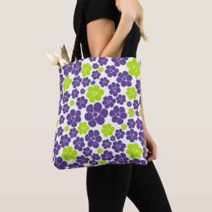 Blume Muster in Lime Green und Lila