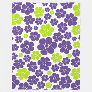 Blume Muster in Lime Green und Lila Fleecedecke