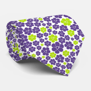 Blume Muster in Lime Green und Lila Krawatte