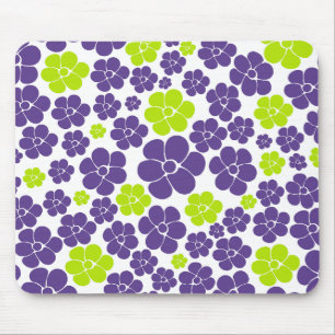 Blume Muster in Lime Green und Lila Mousepad