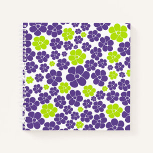 Blume Muster in Lime Green und Lila Notizbuch