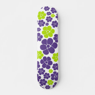 Blume Muster in Lime Green und Lila Skateboard