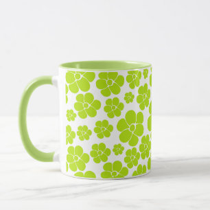 Blume Muster in Lime Green und White Tasse
