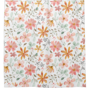 Blume Muster in Orange Pink Blossom Duschvorhang