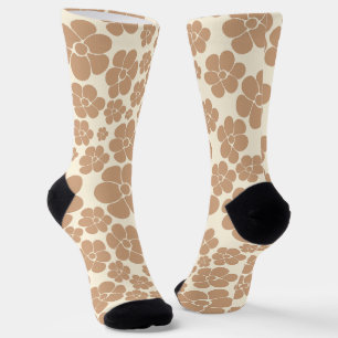 Blume Muster in Tan und Creme Socken