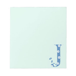 Blume Muster Letter J (blau) Notizblock
