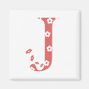 Blume Muster Letter J (rot) Magnet
