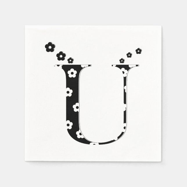 Blume Muster Letter U Serviette (Vorderseite)