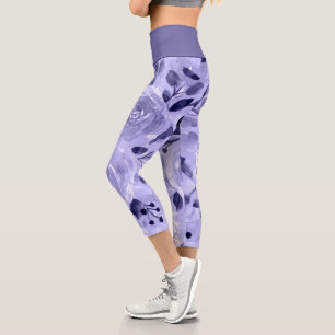Blume Muster Lila Lavendel-Aquarell-Rose Capri Leggings