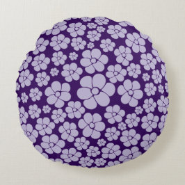 Blume Muster - Lila Rundes Kissen
