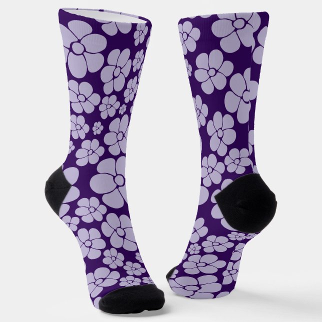 Blume Muster - Lila Socken (Gewinkelt)