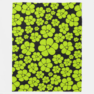 Blume Muster - Limettengrün Fleecedecke