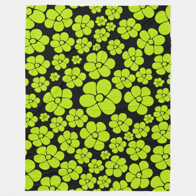 Blume Muster - Limettengrün Fleecedecke (Vorderseite)