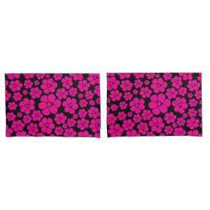 Blume Muster - Magenta und Schwarz Kissenbezug