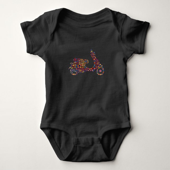 Blume Muster Motorroller Motorrad Baby Strampler (Vorderseite)